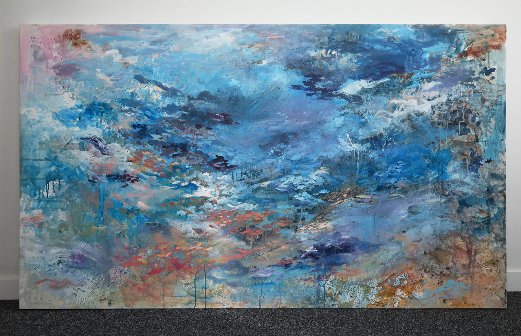 Serene, Oil and acrylic on canvas, 120cm x 220cm.