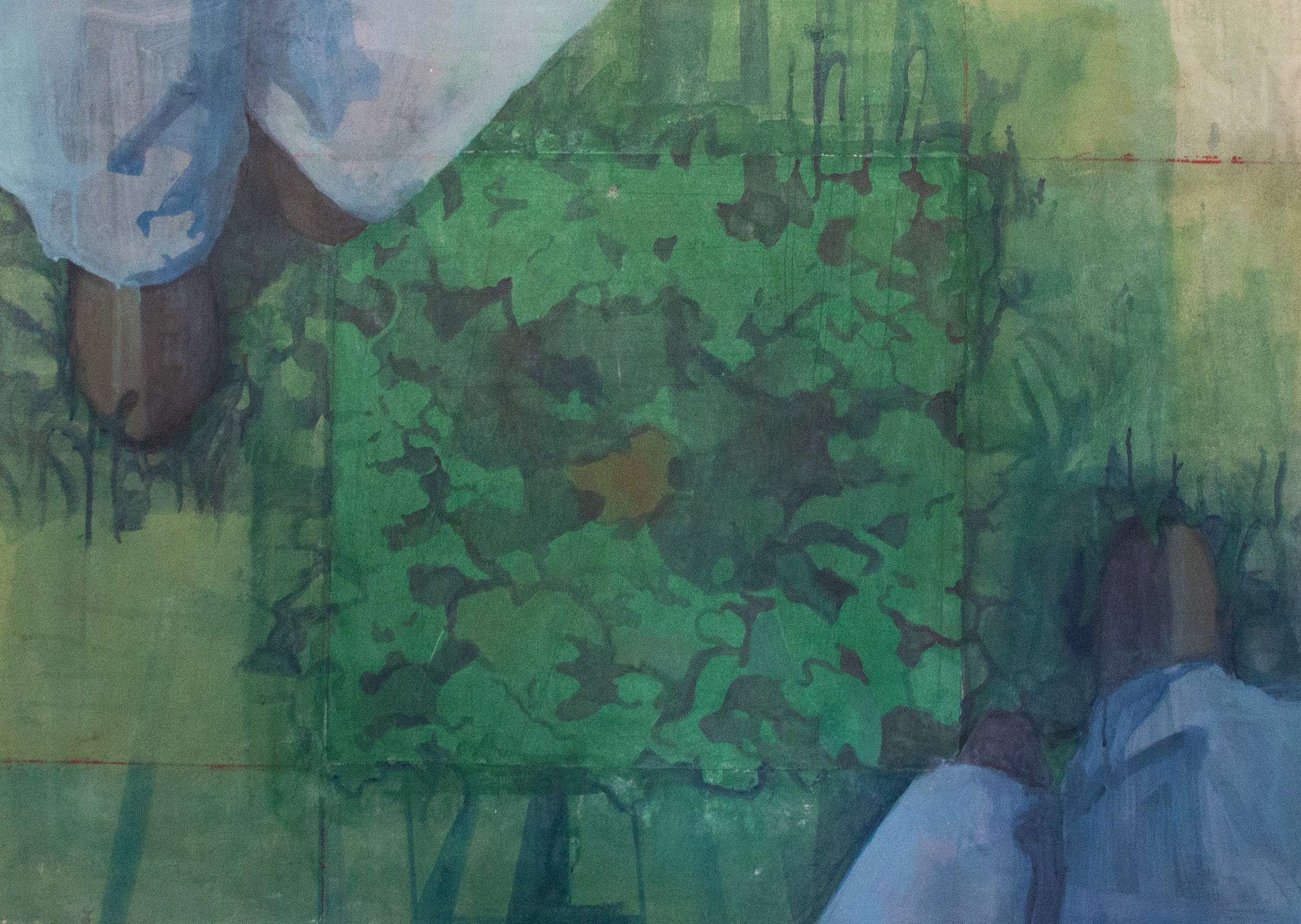 The Family Garden, handmade acrylic on paper collage, 30” x 40” 2025