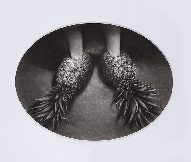 Varieties of Truth, 2017. Charcoal on arches hot pressed oval panel, 18 x 24 inches