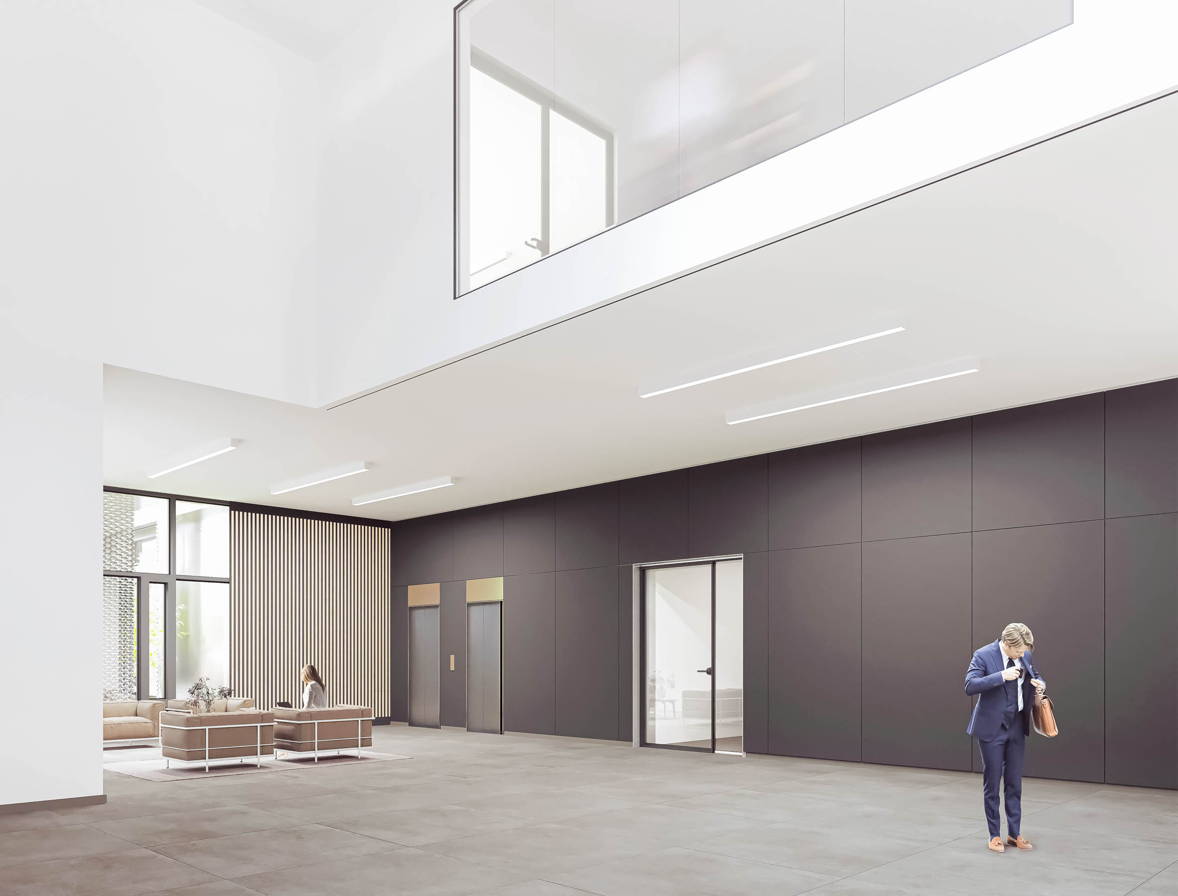 Rendering of the Entry Lobby 1 in the Wissenscampus 9 Offices.