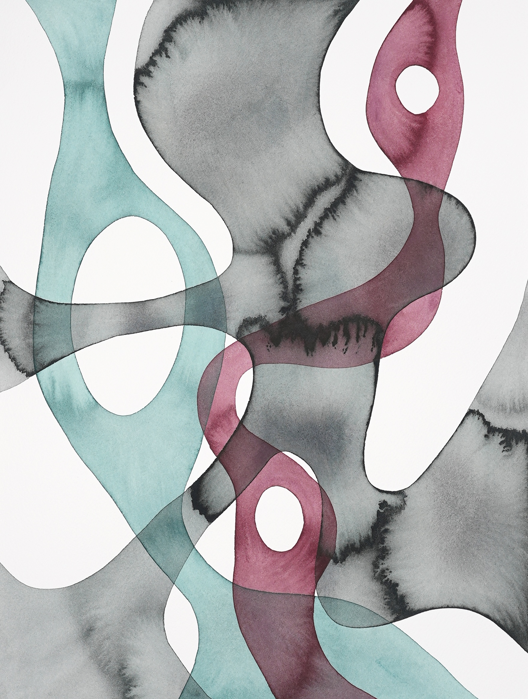 Graphic Score TSL25082604, (2024, watercolor on paper, 31 x 41 cm