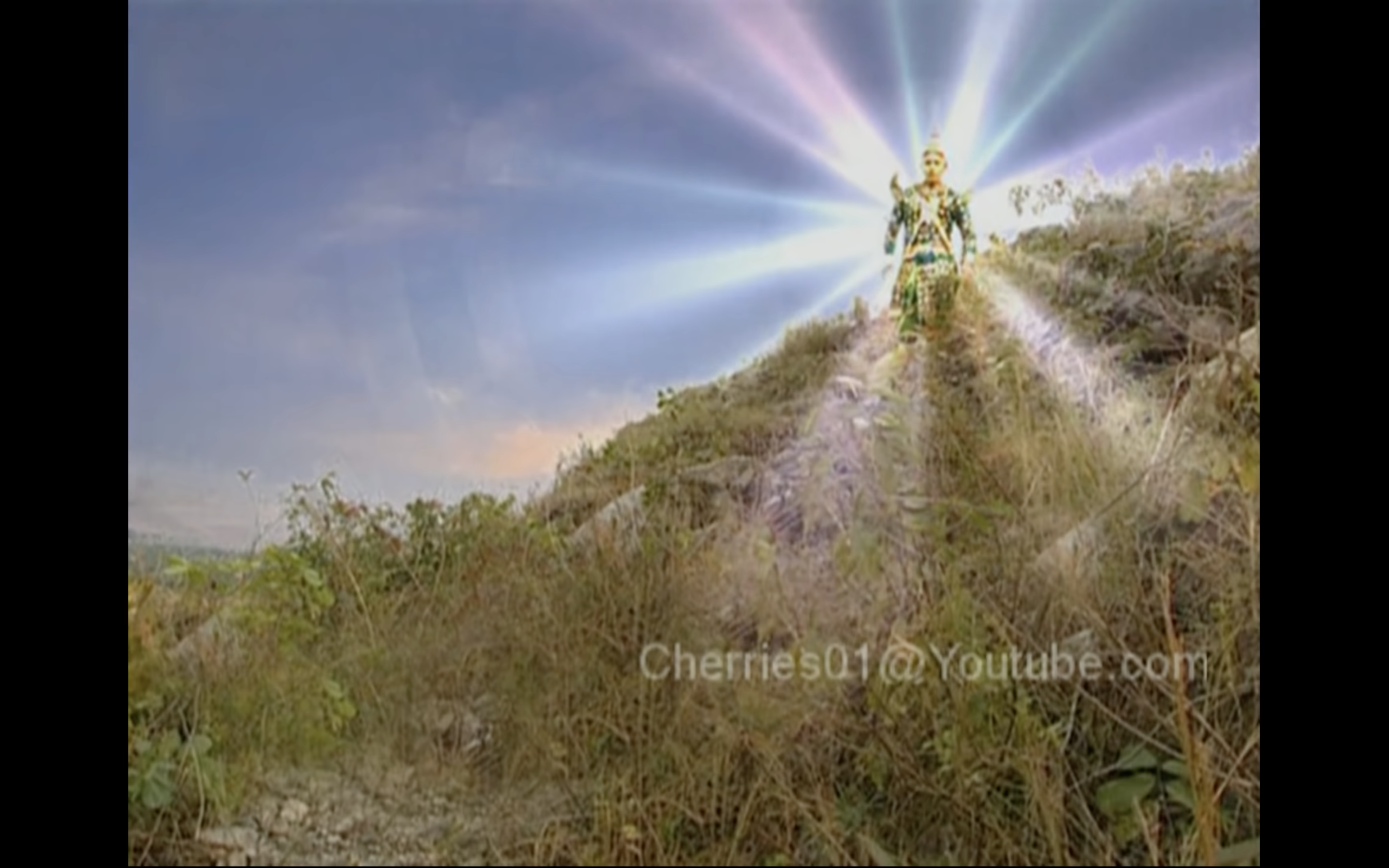 Still from the karaoke music video ទឹកភ្នែកនាងបុទុមមា (Tek Pnek Neang Bo Thom Mea), translation: Tears of Lady Botuma by Eang Sithol and Sokun Theary. SungSalachey DVD #20. © Ramsey Hang Meas, 2014.