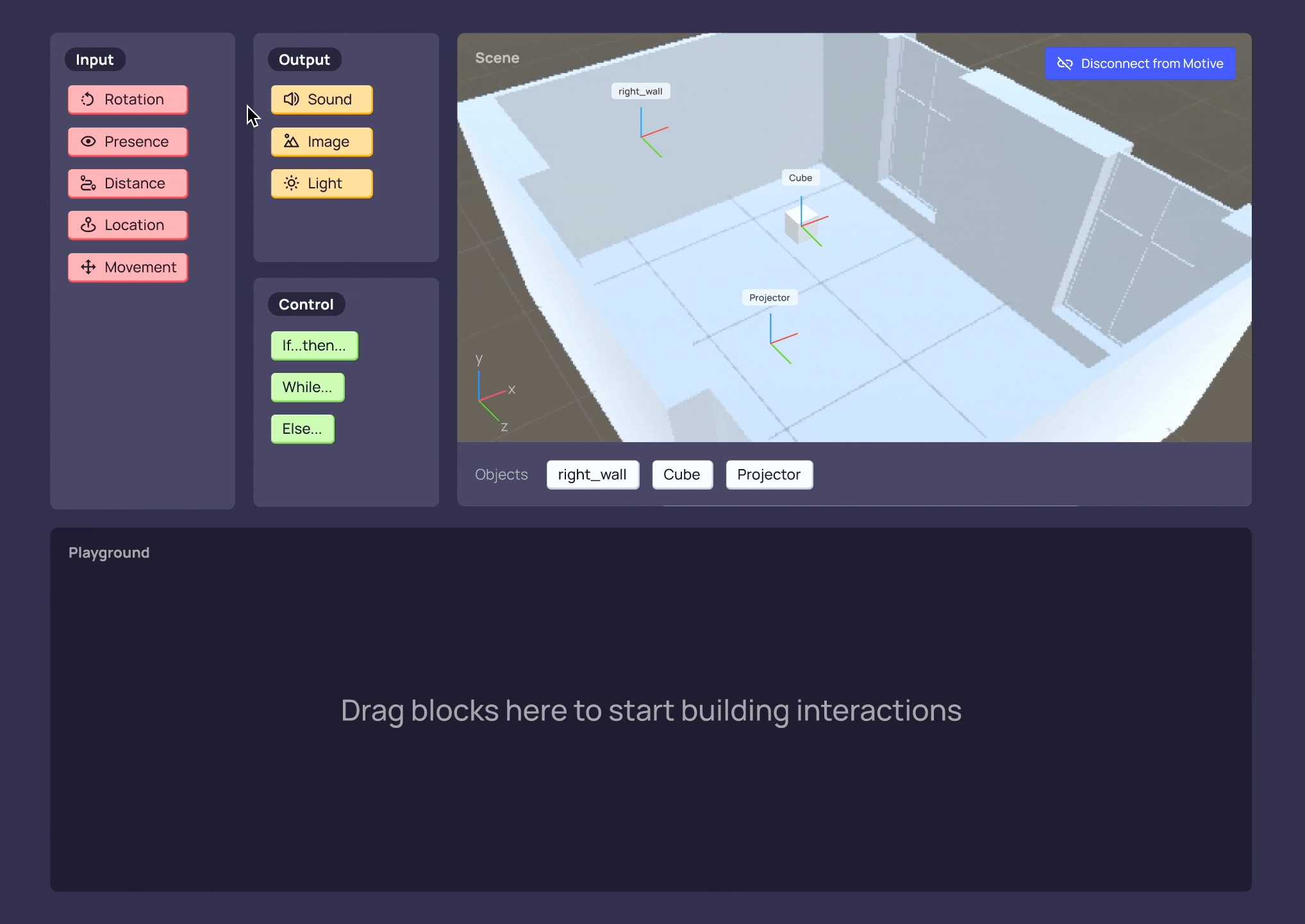 Dragging building blocks