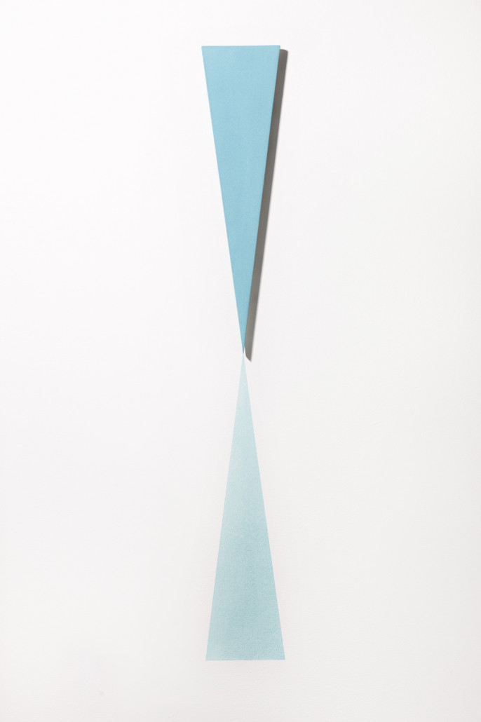 Vanishing Point/Disappearing Act, salt green mineral pigment on plywood and wall, 82cm x 10.5cm, 2012