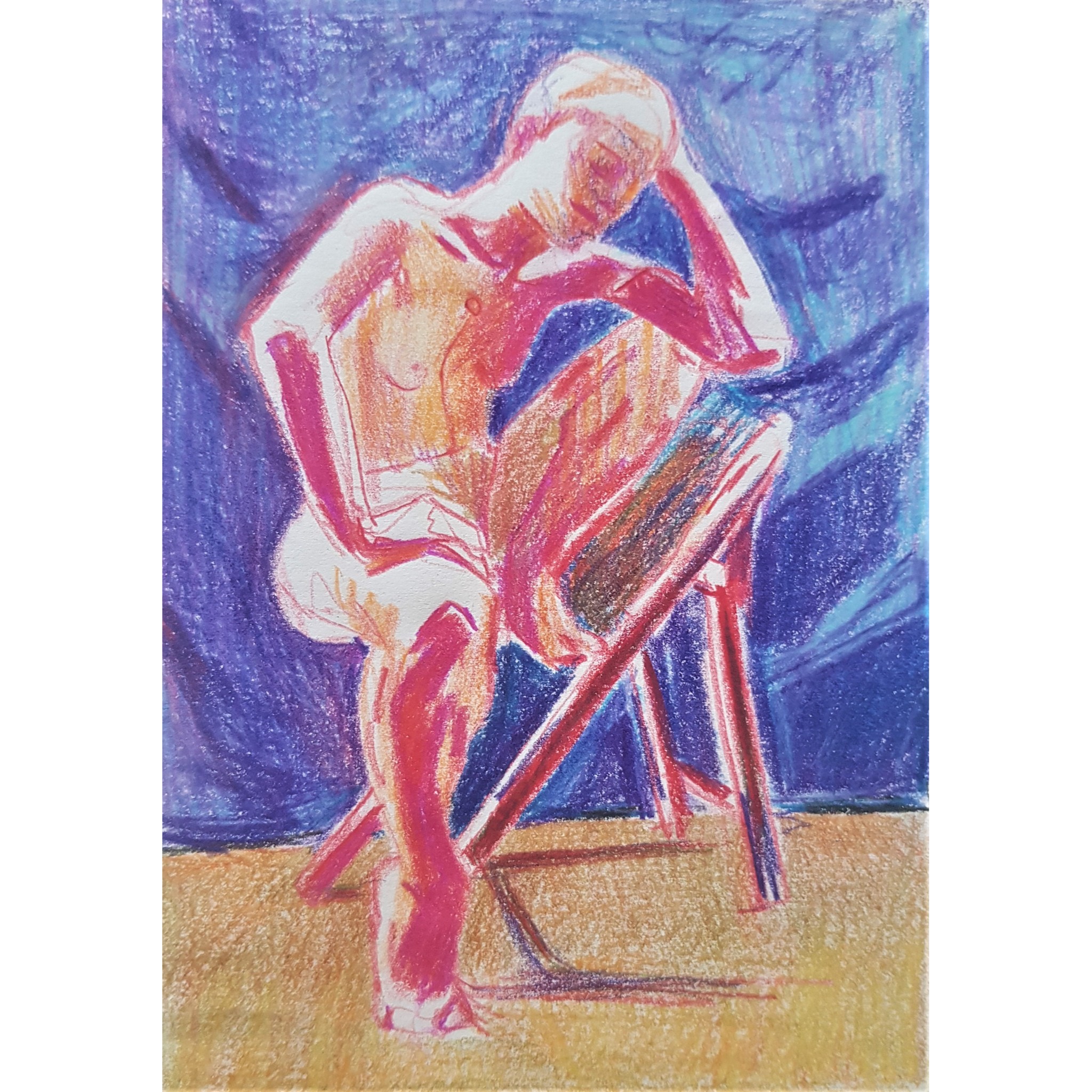 Emilie Contemplates, coloured pencil on card, 21 x 15 with mount,
