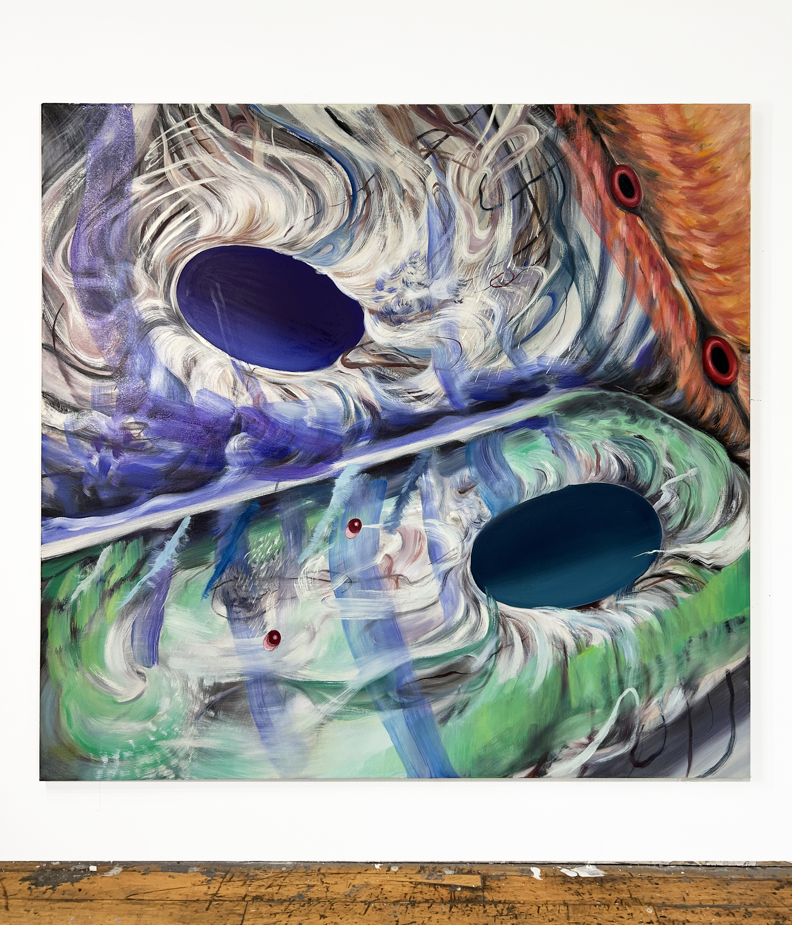 Ghost Between Two Worlds, 2024, oil on canvas, 54 x 58 IN