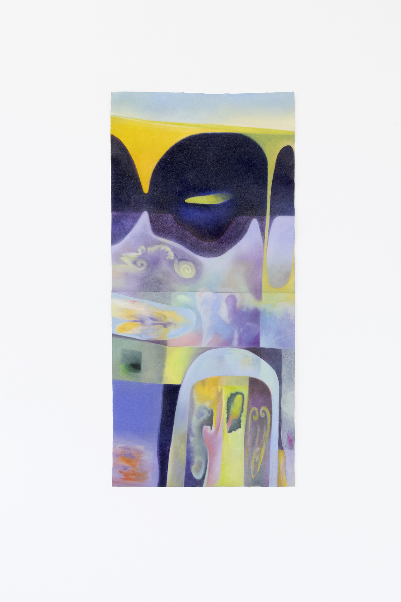 green ray / dirty water carousel, oil on unstretched canvas, 46 x 50 cm, 2025