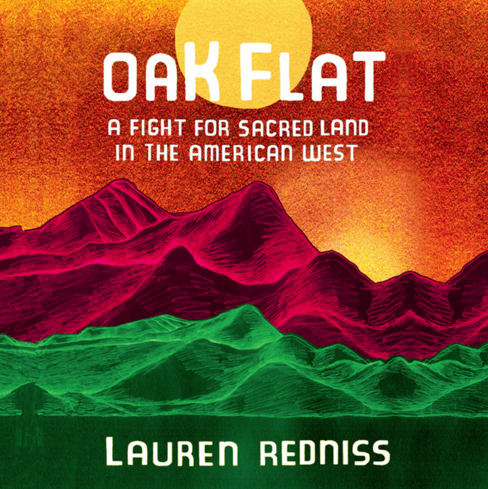 Orange, red, white, & green cover of audiobook Oak Flat