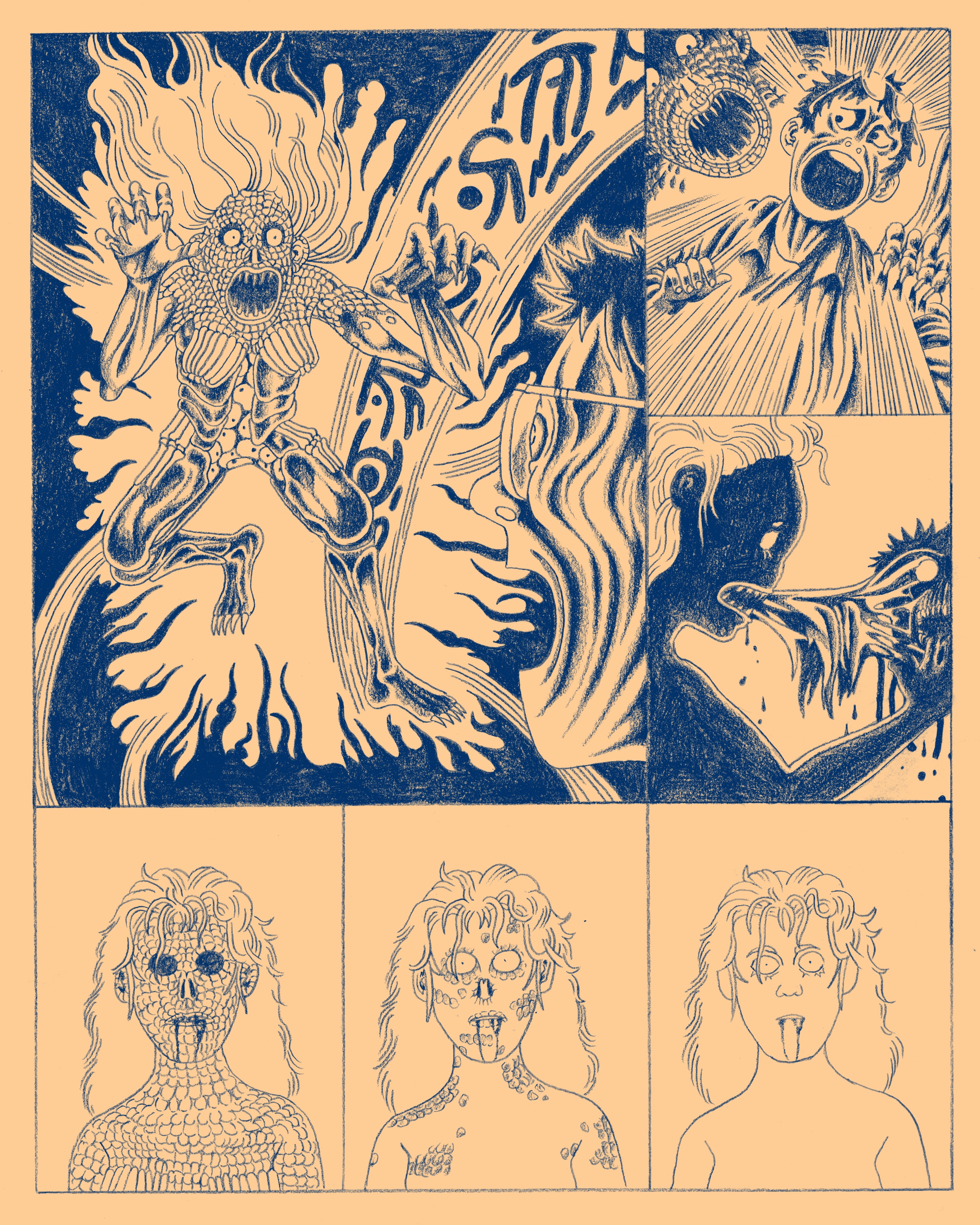 Temple Maudit, 6 pages short comics for Visceral, published by Chahut Editions, 2021