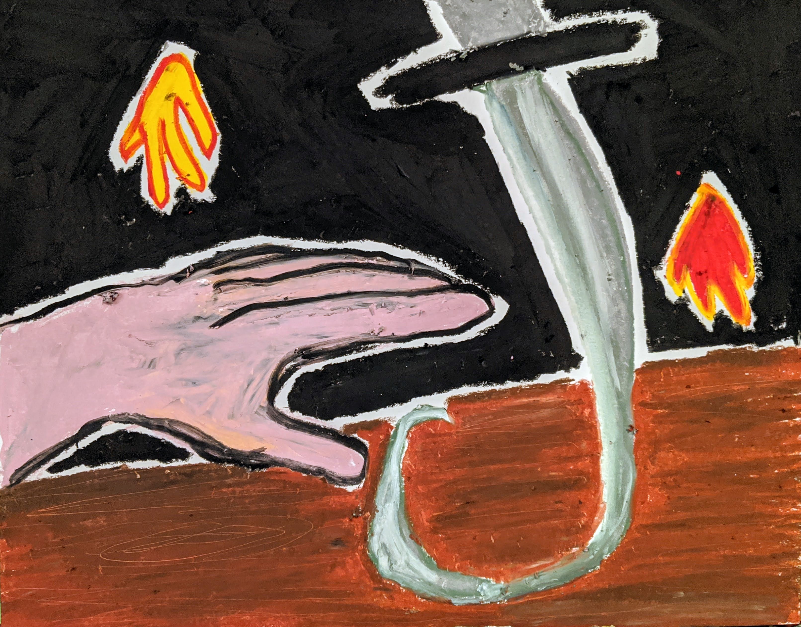 Fly with me, oil pastel on paper, 2021.