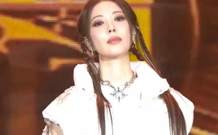 BoA wearing Pearl Nipple on Girls On Top stage