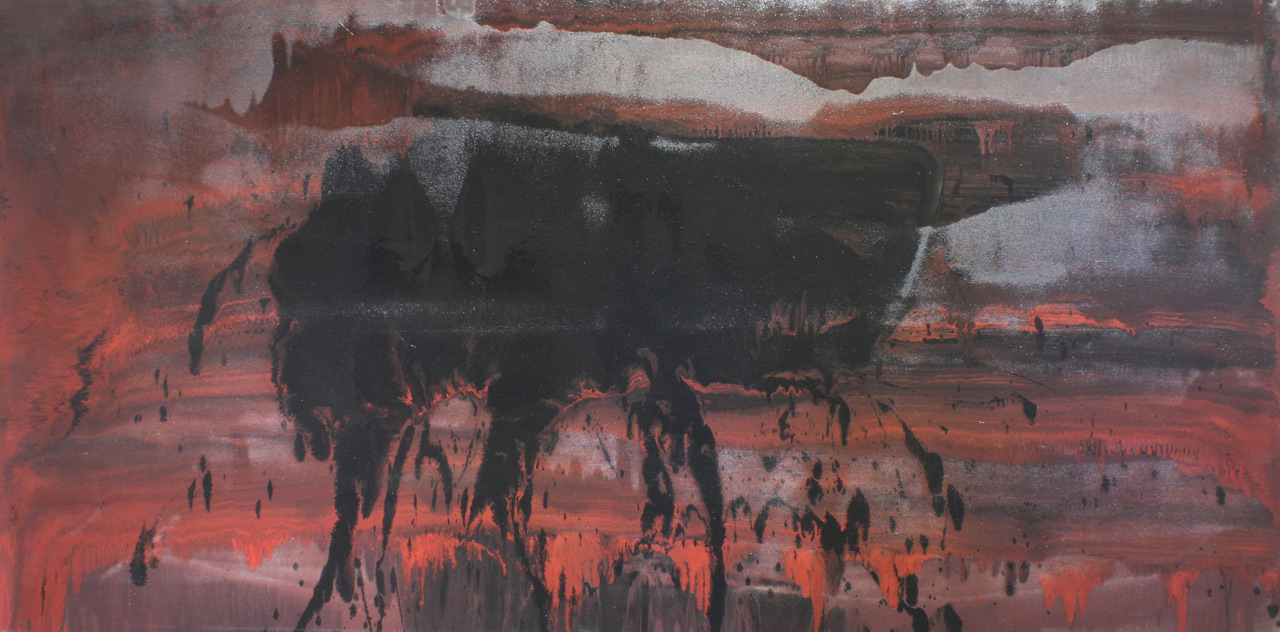 Untitled, 2014, enamel paint on canvas, 122 x 244 cm
