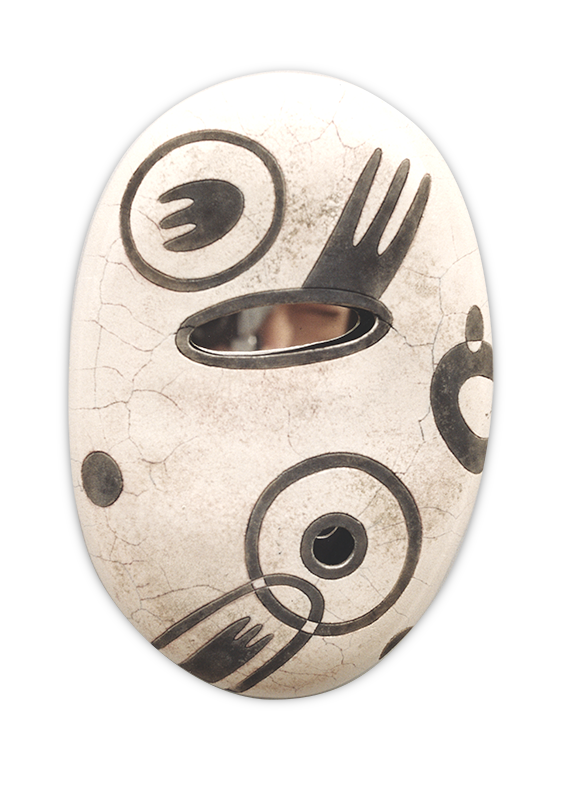 Segreti (Ceramica Raku, cm 32x22x8, 2002)