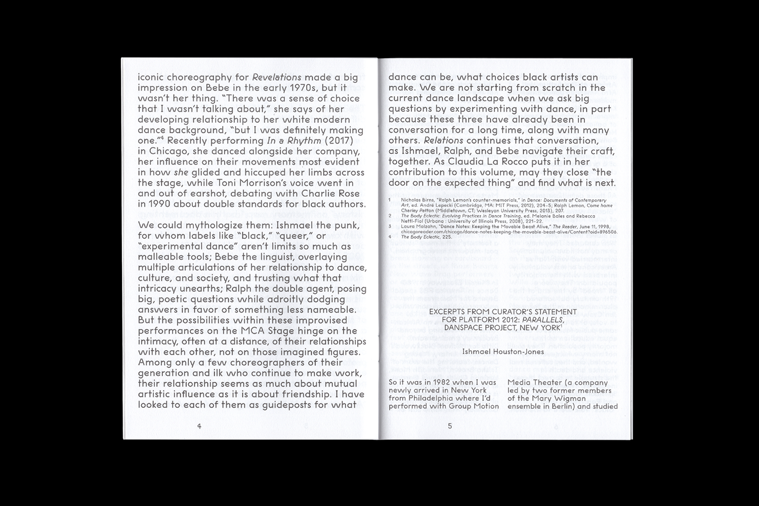 RELATIONS, 2018. PERFORMANCE COLLATERAL. Design Direction: Gabriel Melcher; Design: Dorothy Lin.