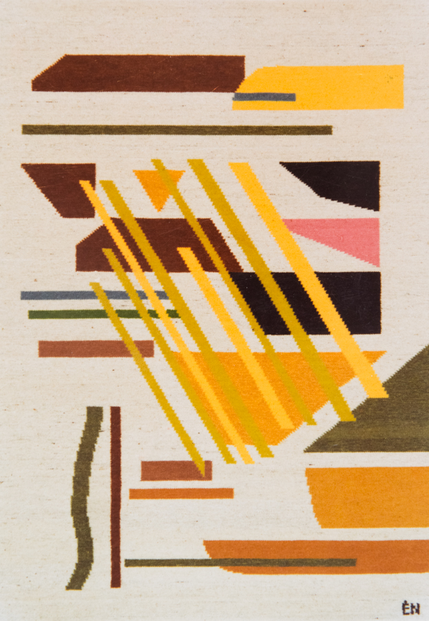 Handwoven wool rug. Serial production. 1990's