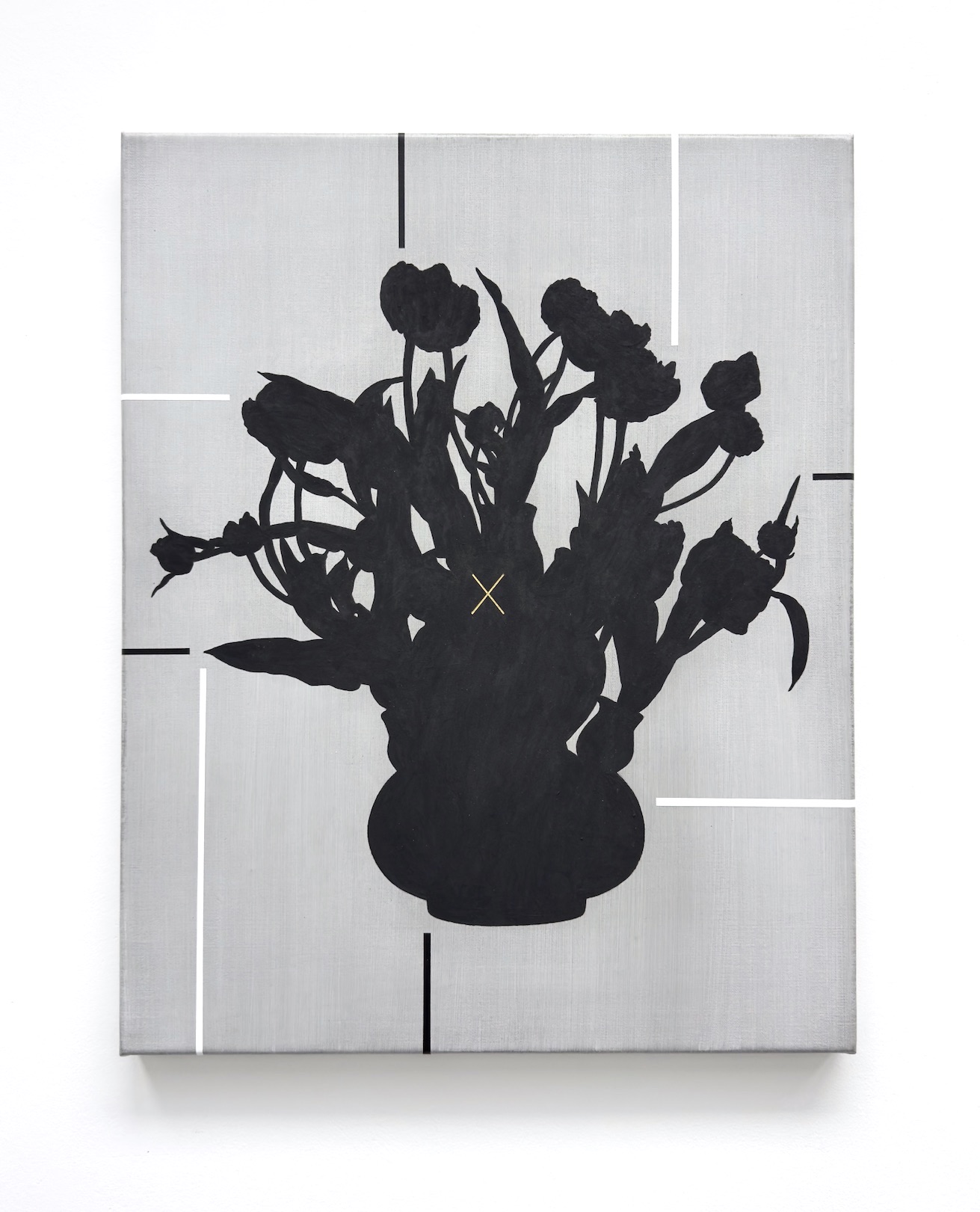 ‘Making it fit, making it work, making it right’, 2025, conté pencil and acrylic on canvas, 50 x 40 cm.