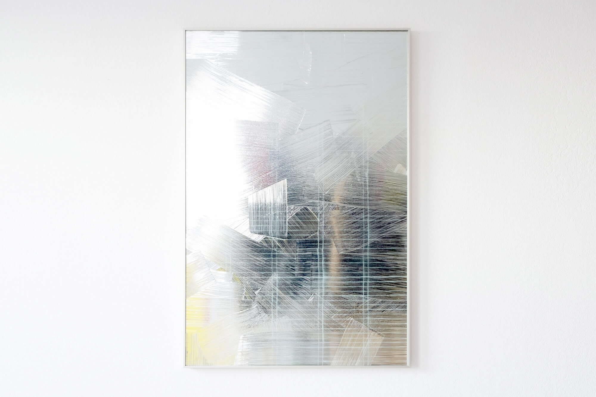 RIS 32, 2021, Water soluble colored graphite, and acrylic on mirror, 36 x 24 in