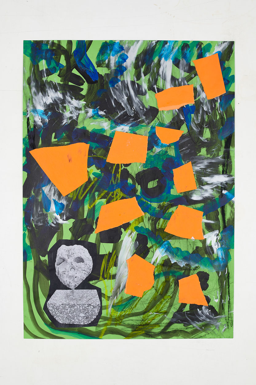 Meteor, 2018. charcoal, collage, ink on paper. 95cm x 65cm