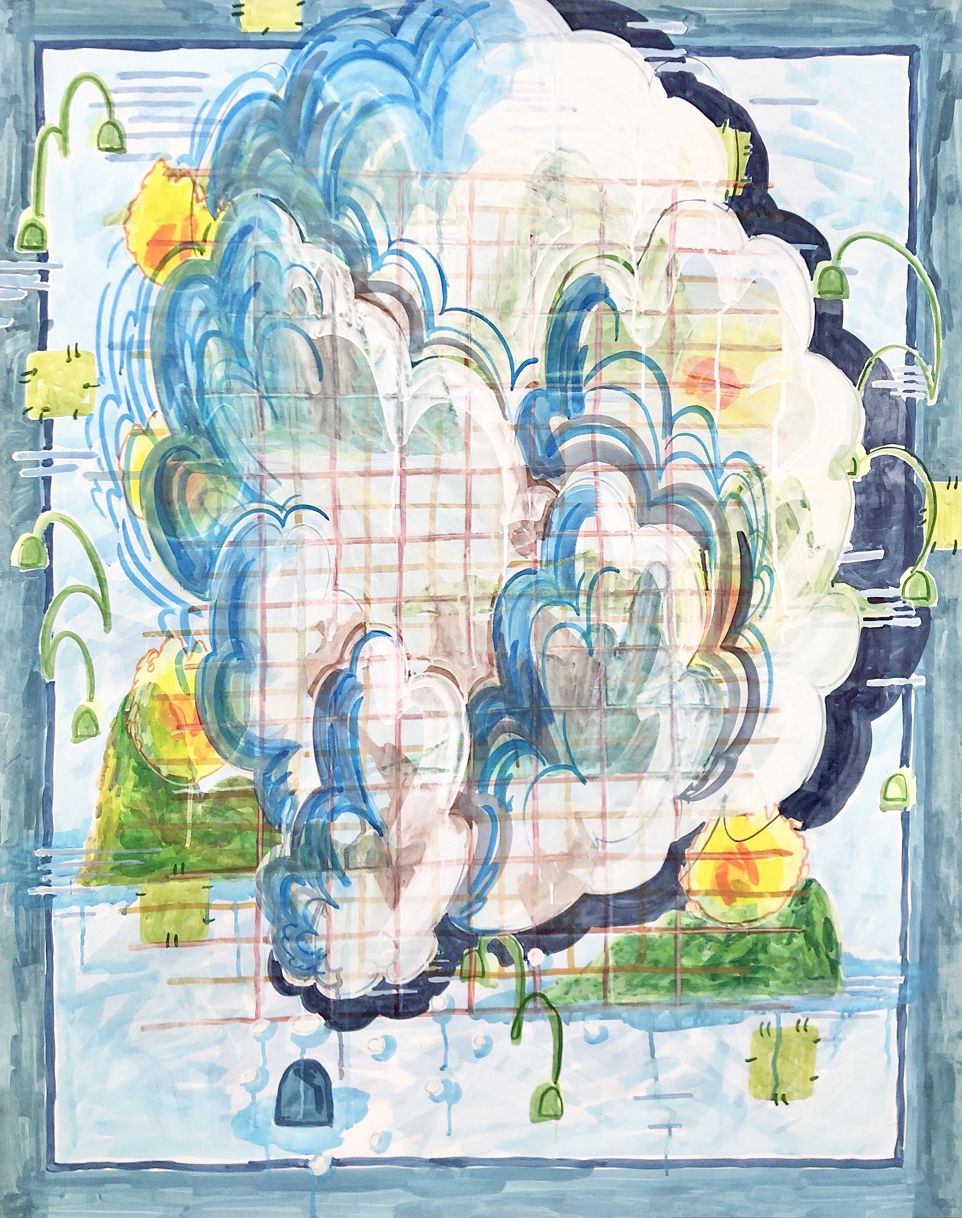 피어나는 순간 틈이 생기는거야, 2020, Korean Paint on Hanji, 162x130cm