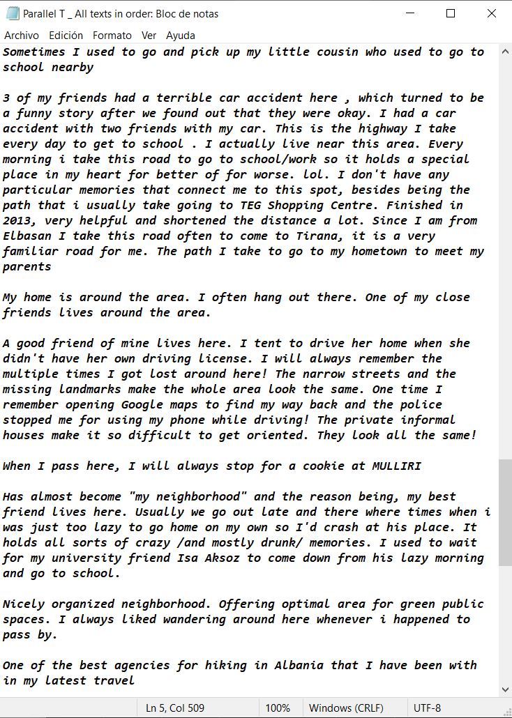 Memories and imaginations along Parallel T. Contributed by the architecture students at Poli University in Tirana.