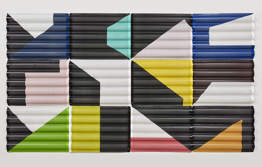 Resonant Relationships, 2017. Polyurethane paint on aluminum panels, 51 x 94.5 inches.