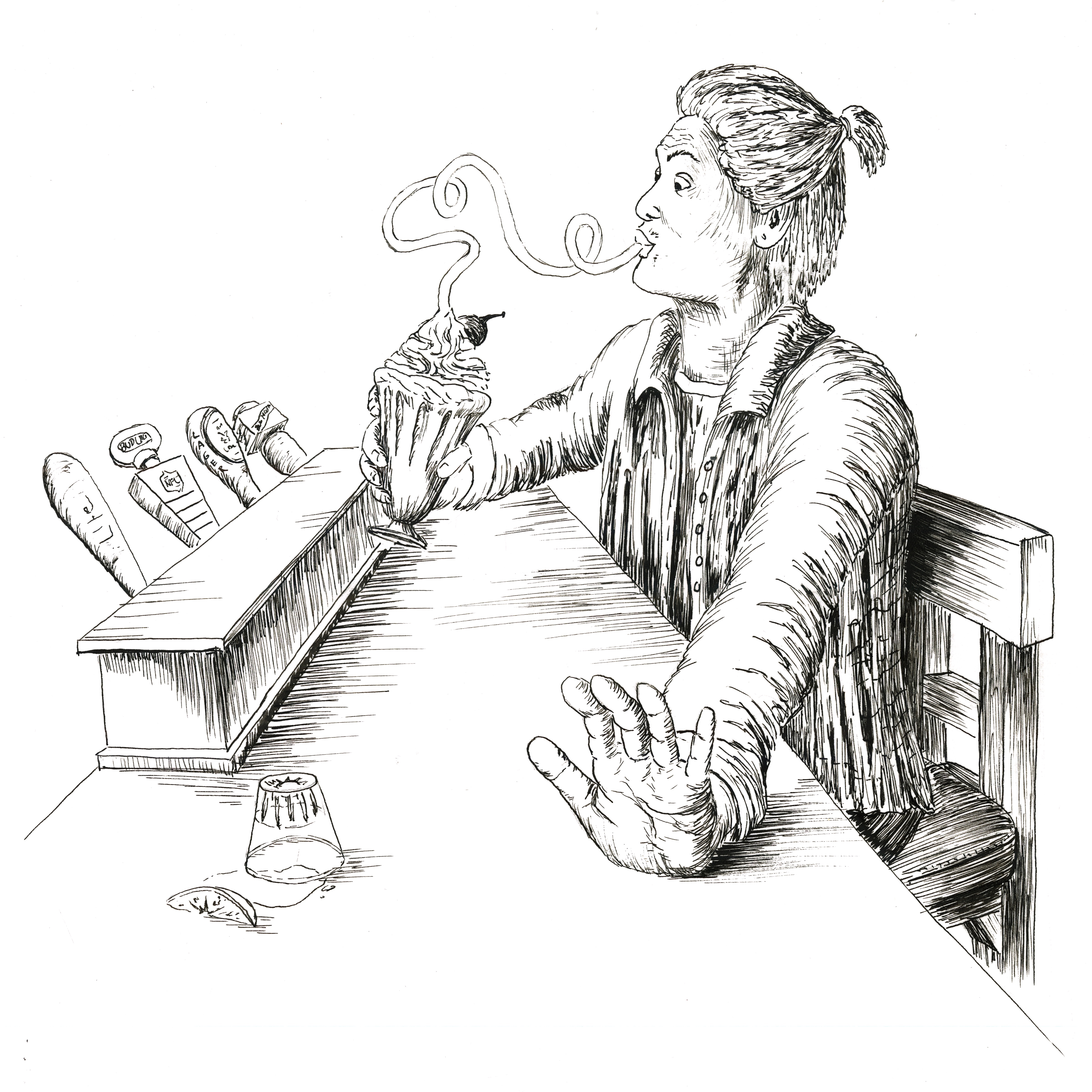 Mature Magic #playinadulthood, Pen and Ink, 8"x8", 2024