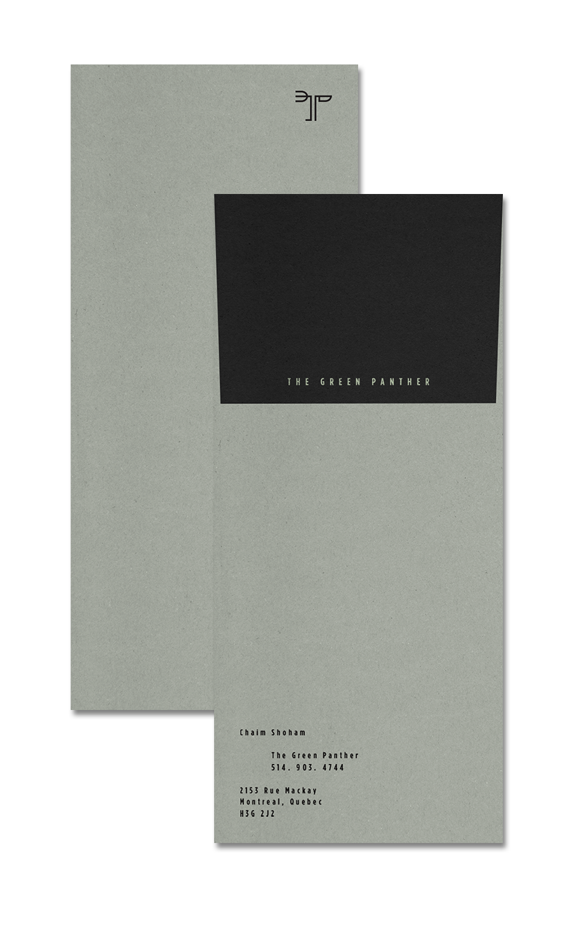 envelope for the rebranding of The Green Panther