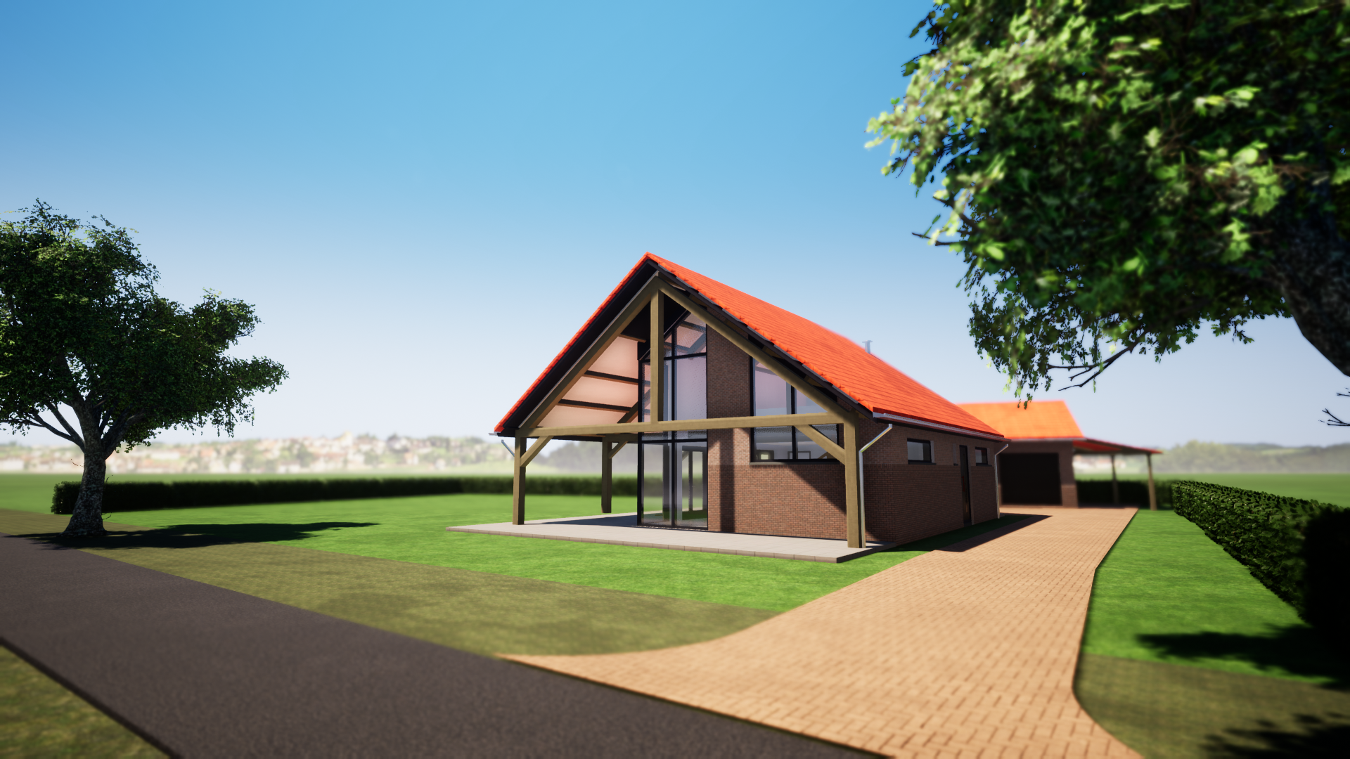 3D-Impressie: rechter zij-/ voorgevel