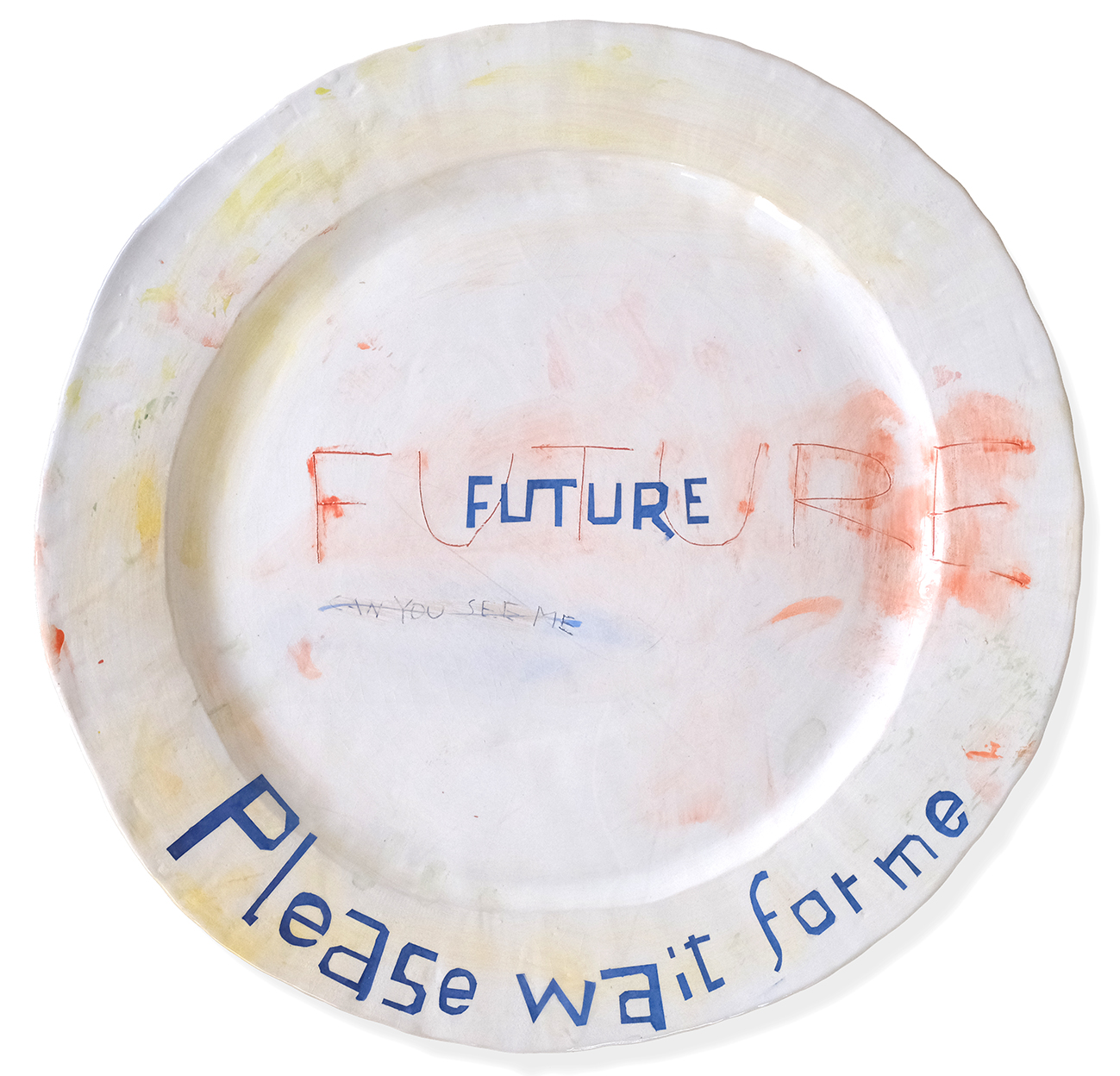 At the bottom of my heart No 01, 2024  Hand-built, stoneware with engobe, transparent glaze 41 Ø x 2 H cm