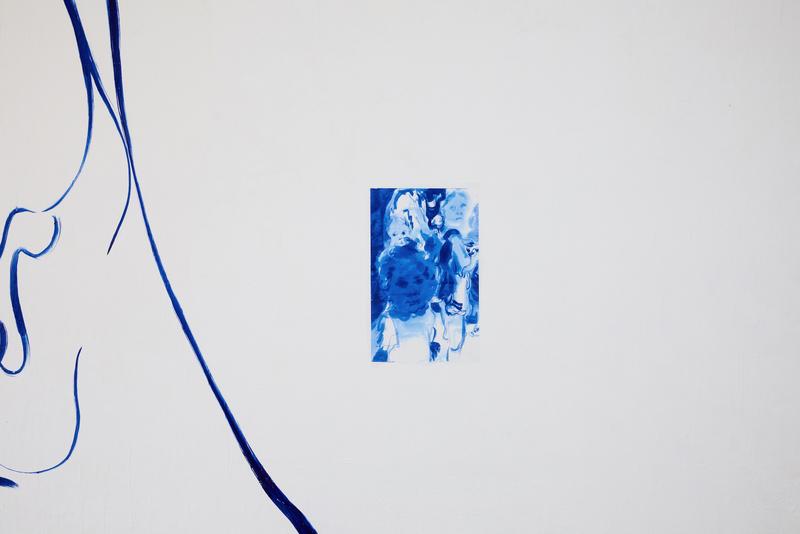 “Ohne Titel (VN)”, Ink on silk paper, 40 x 25.5 cm, 2019, Part of the series: VN, Installation view of the show: Muschel at Galerie Perpetuel, Frankfurt am Main, 2019, Photo: Marc Krause