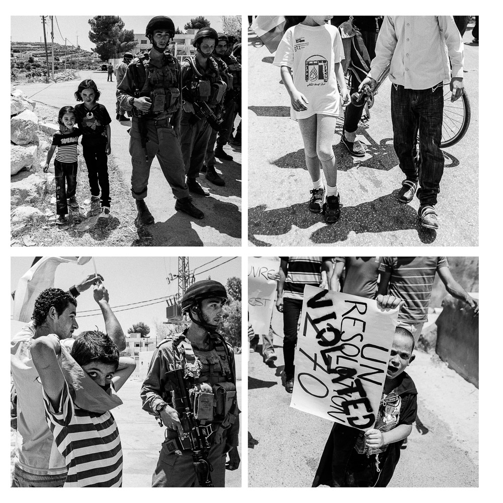 Juillet 2011. Manifestations hebdomadaires &agrave; Al Masarah et Bil'in. Le trac&eacute; du mur de s&eacute;paration a d&eacute;poss&eacute;d&eacute; de nombreux paysans de leurs terres, suscitant une mobilisation populaire dans les villages touch&eacute;s.