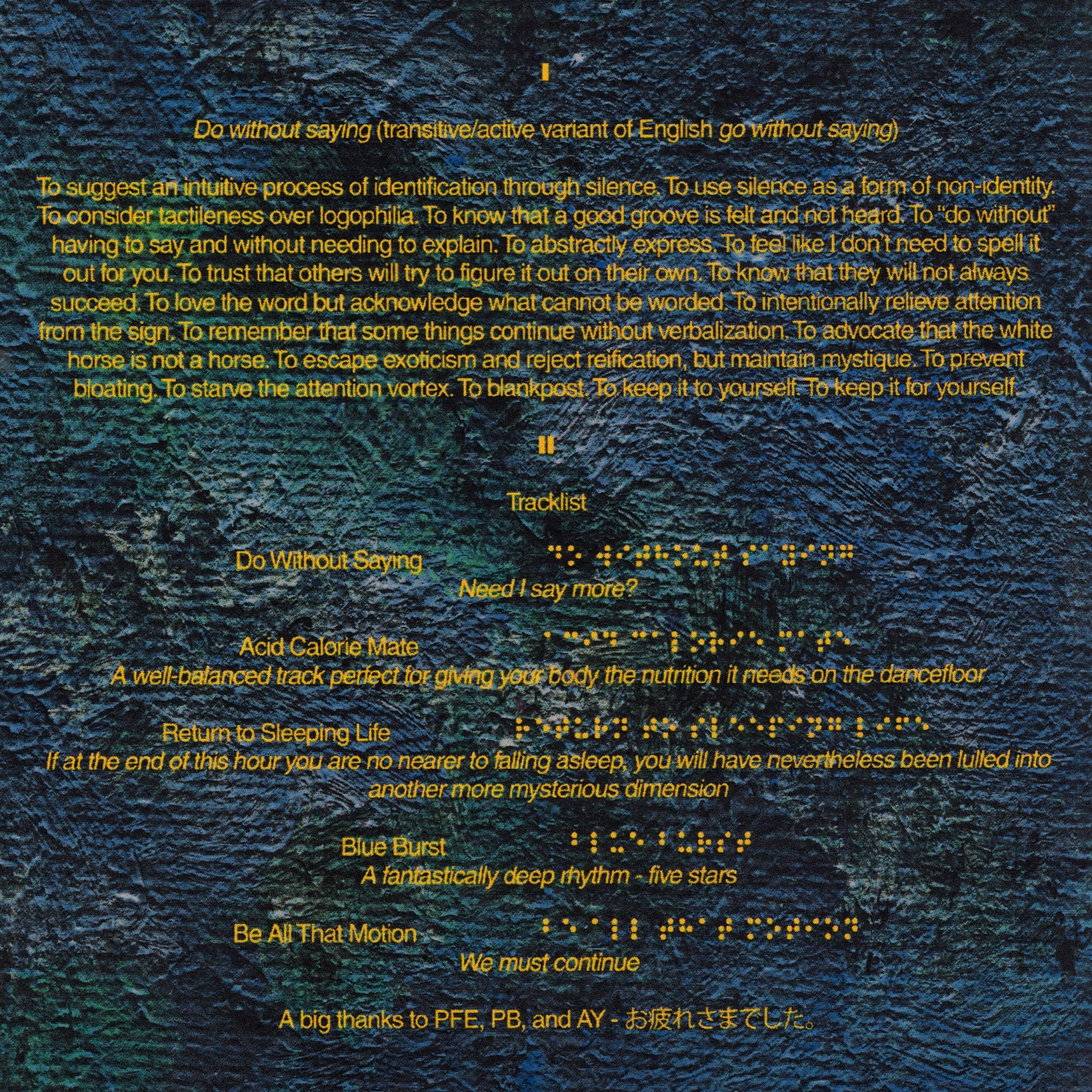 "Do Without Saying" by Jacob Ohrberg (2023) liner notes artwork