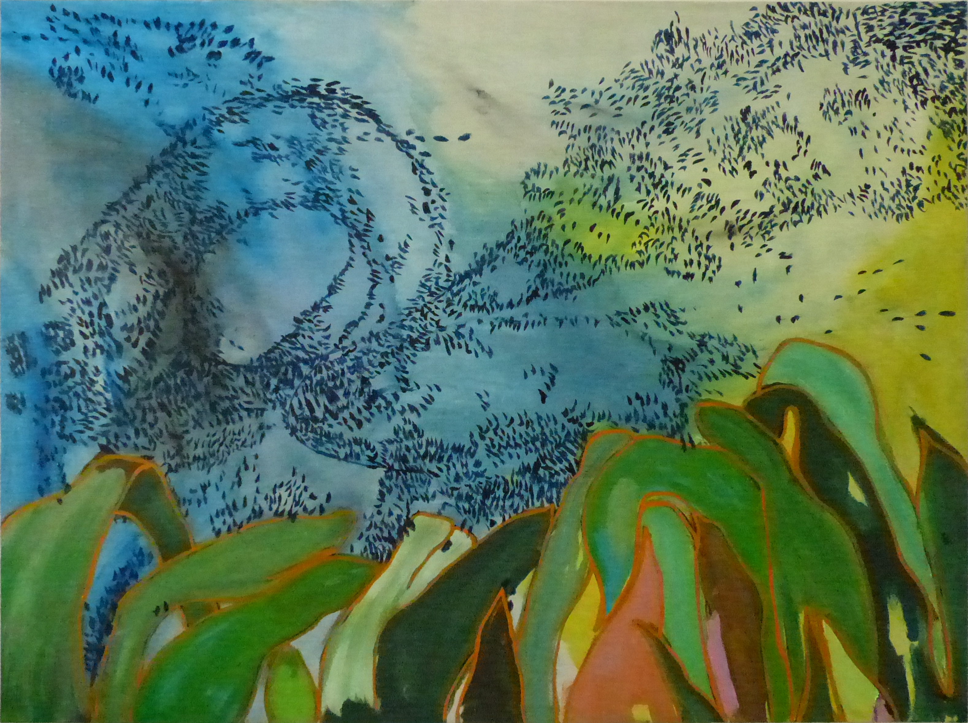 Vague bleue, 2021, 97x130cm