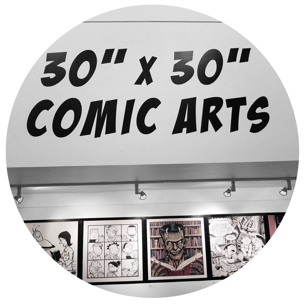30"x30" Comic Arts Lewis Gallery at The Portland Public Library.