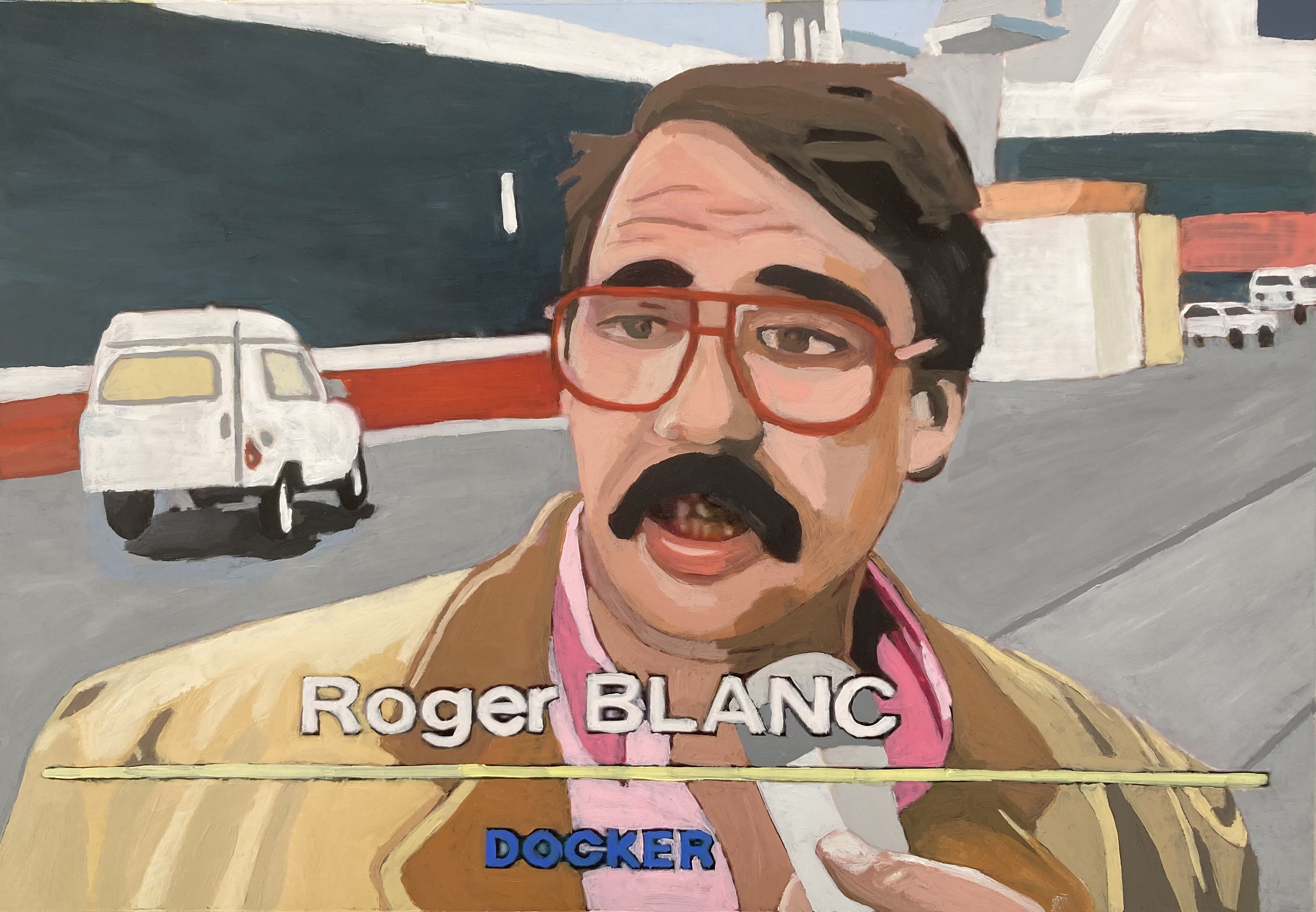 Roger Blanc, docker at the port of Marseille, talks about a fatal accident of a dock worker that occured in 1991 (39,5 x 27,5cm)