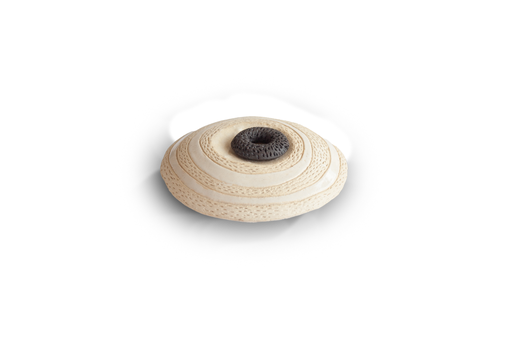 Doppiotondo (ceramica Raku, refrattario bianco cm 9x4x9)