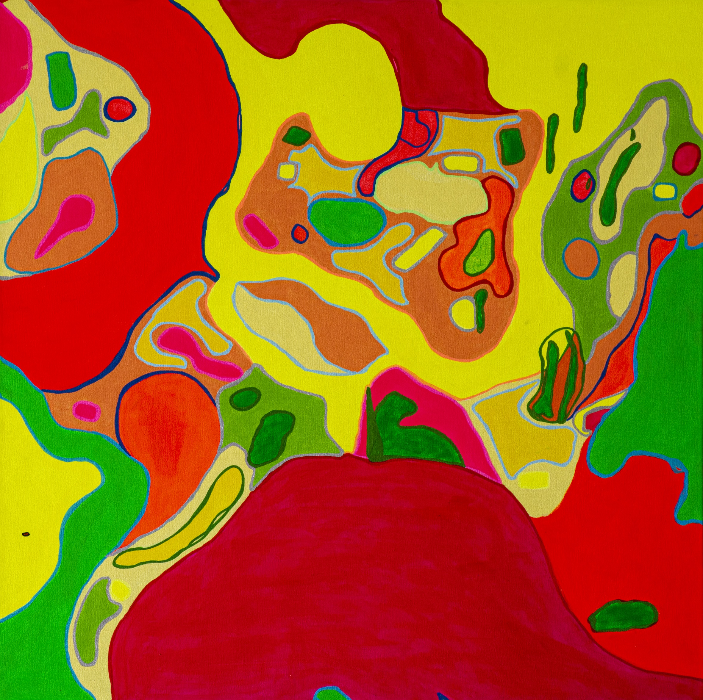 Khotso Motsoeneng, "Imibala Yothando (from Muhle Umakoti Esefika series)", 2021, acrylic on canvas, 100 x 100 cm