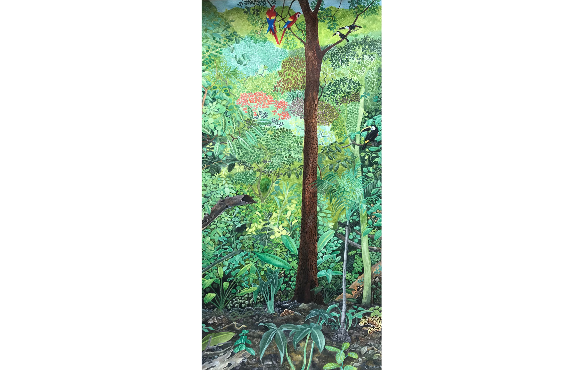 Ecología, Acuarela sobre papel, 100 x 52 cms, 2020