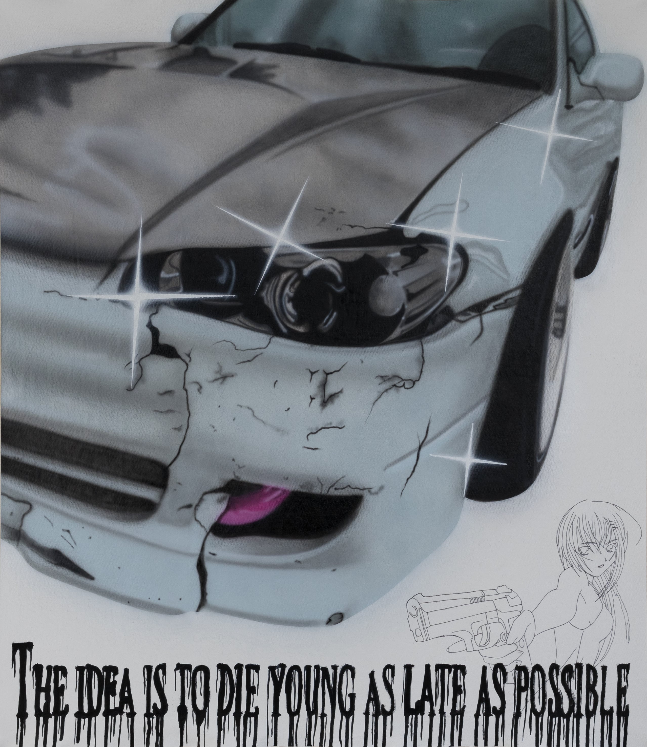 Unintentional phonk cringe, drift playlist // Mixed Media on Canvas // 94x105cm // 2023