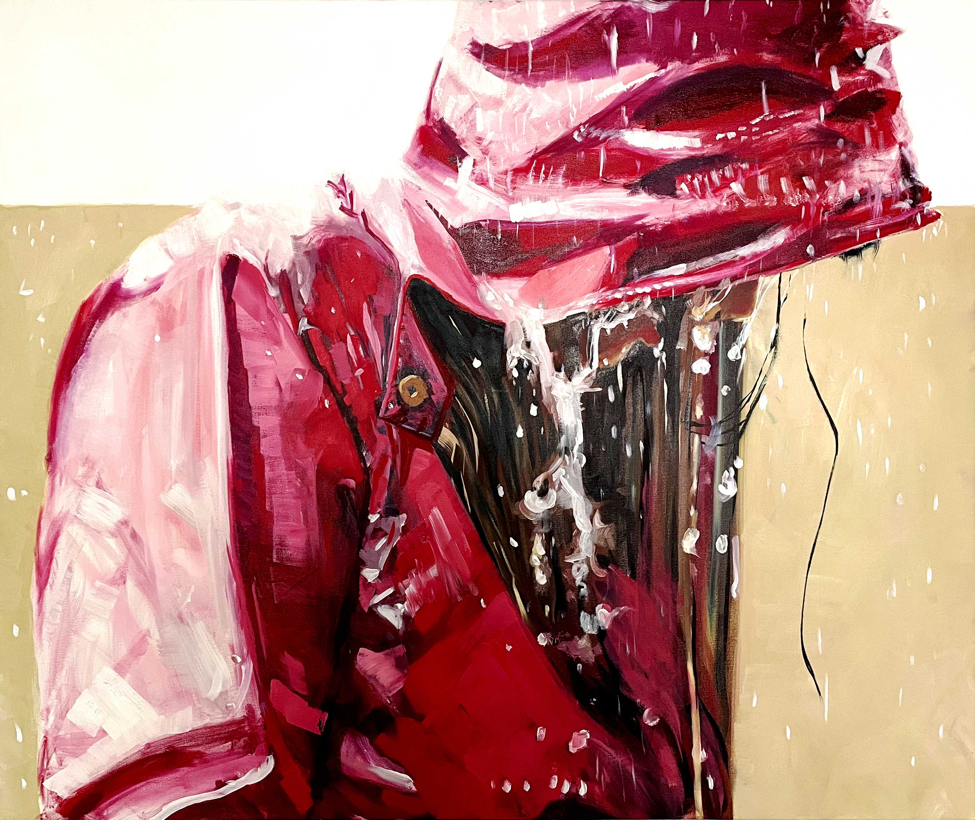 Capa de chuva - 100 cm x 120 cm - óleo sobre painel