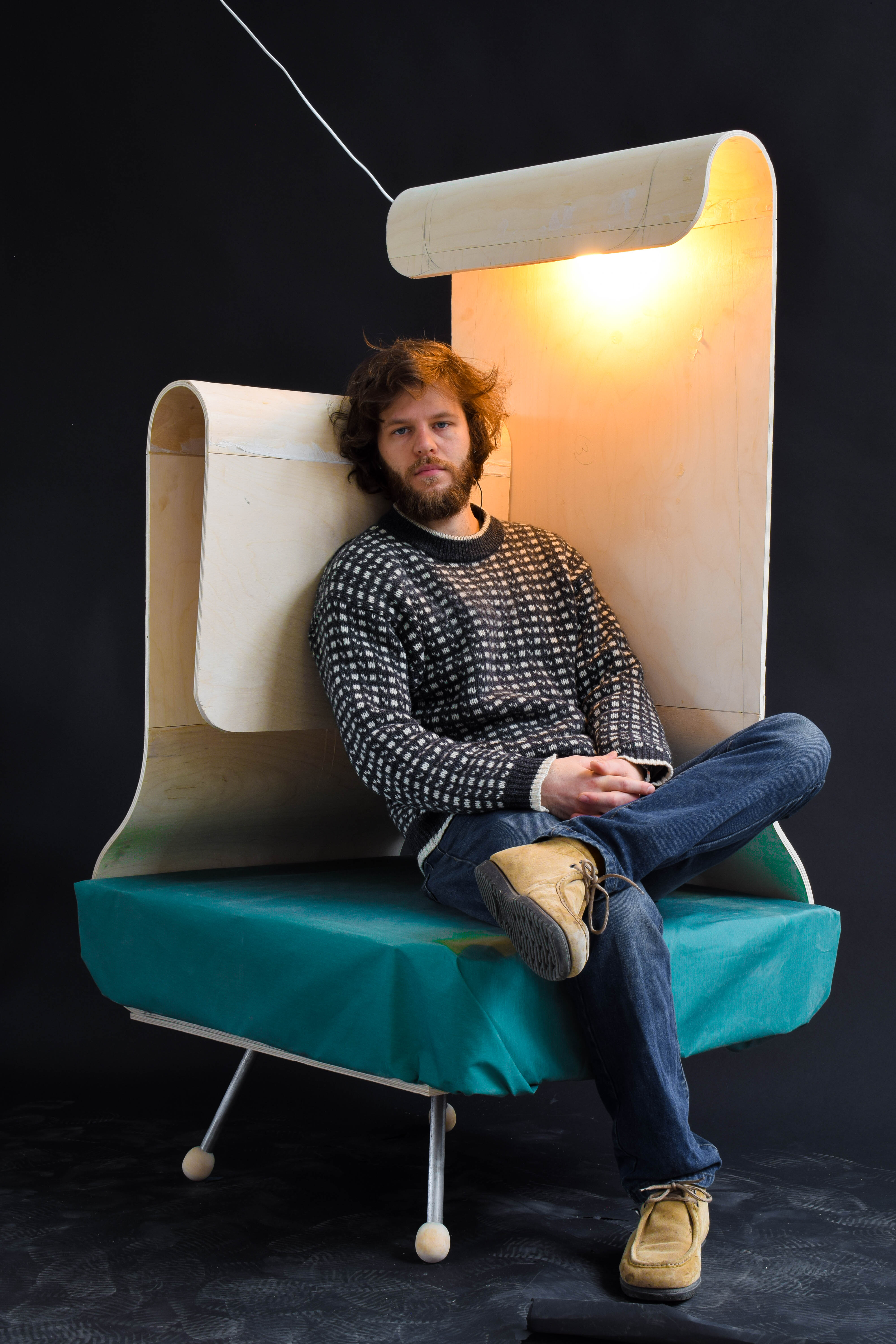 Reading armchair with author