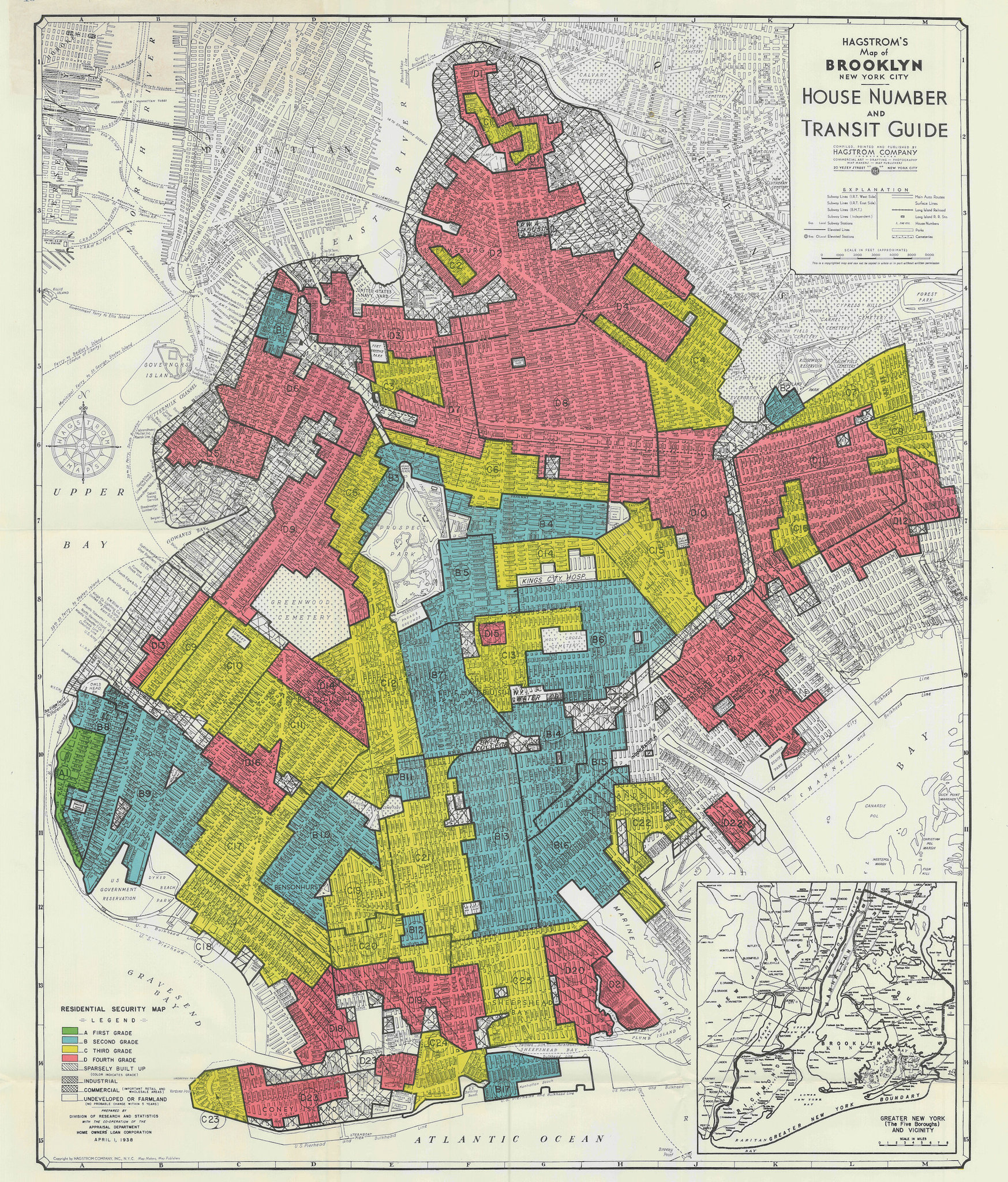 The 1938 Home Owners’ Loan Corporation map of Brooklyn. 