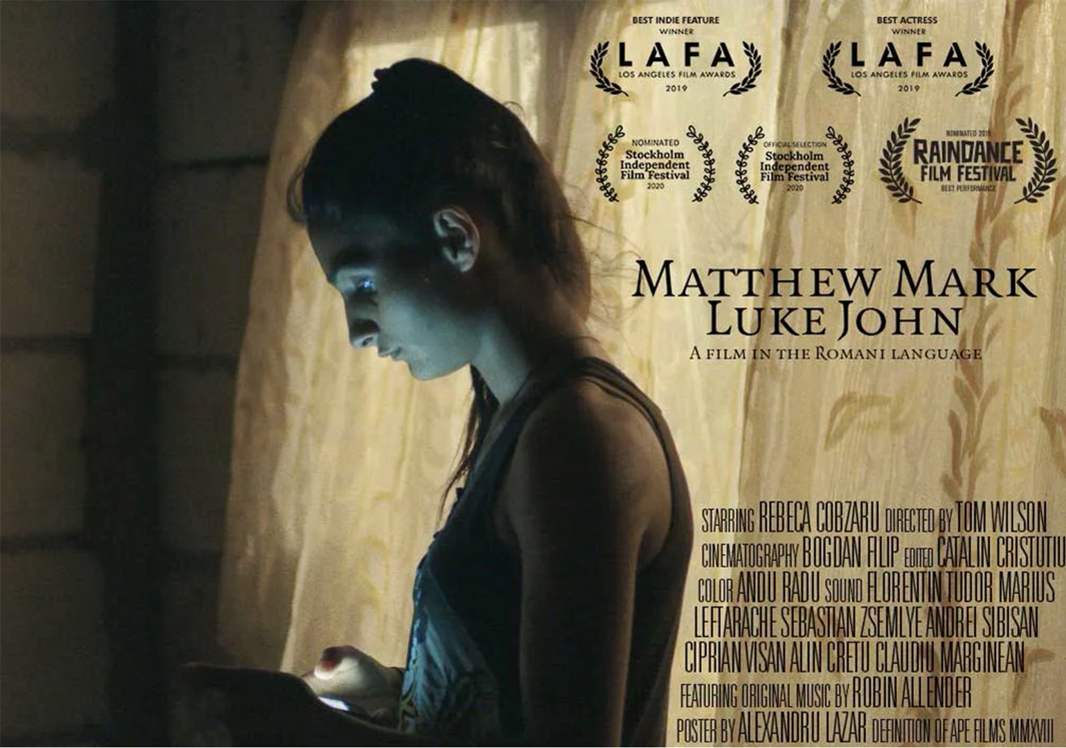 Supervising sound editor - Matthew Mark Luke John (2018) Feature length film by Tom Wilson
