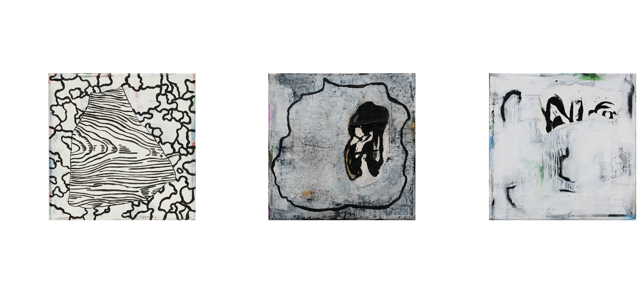 "20_20 n°4 + n°14 + n°12", 2017-2018, Acryl on canvas, 20x20 cm