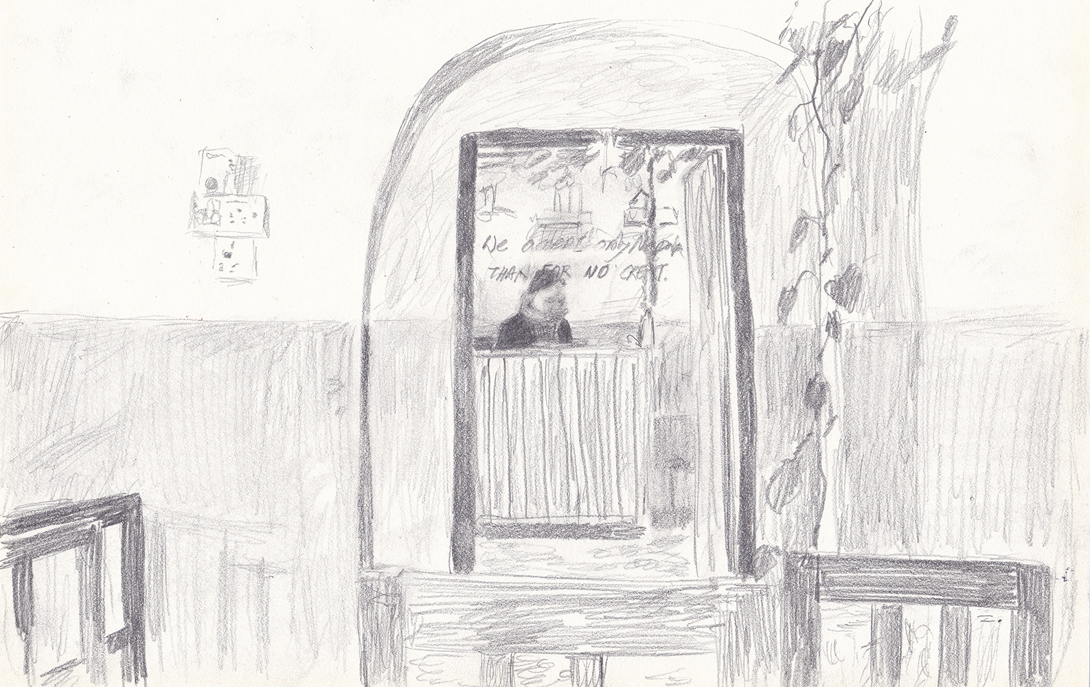 분홍빛 음식점, 2018, pencil on paper, 17*24.1(cm)