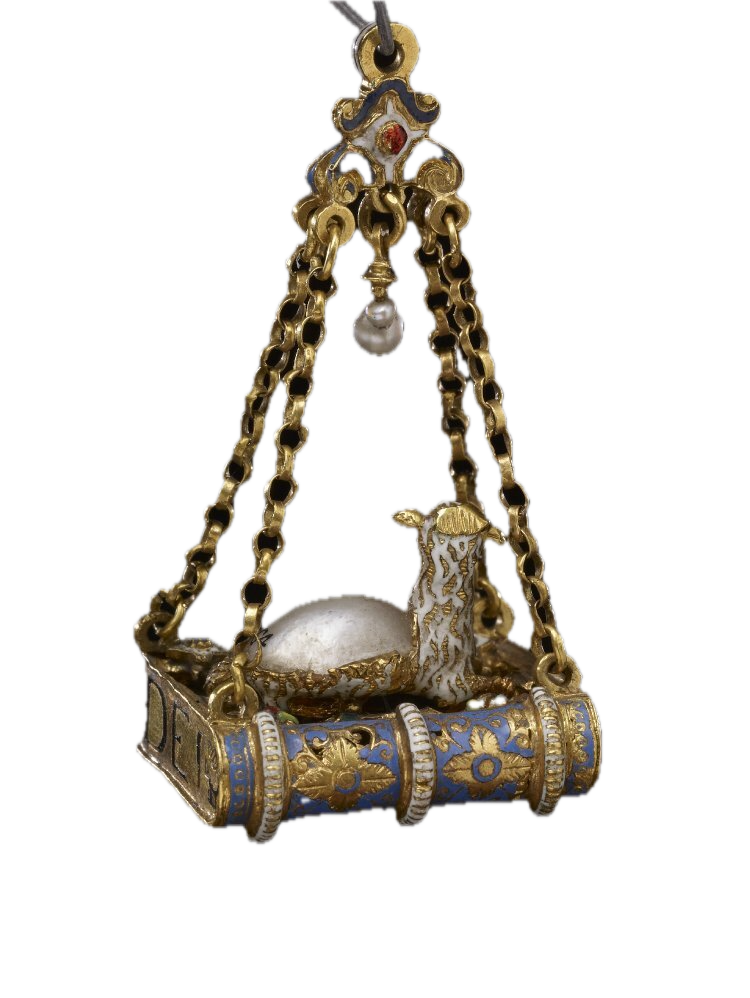 Gold and pearl pendant jewel of the Lamb of God, Spanish, 1600-1650