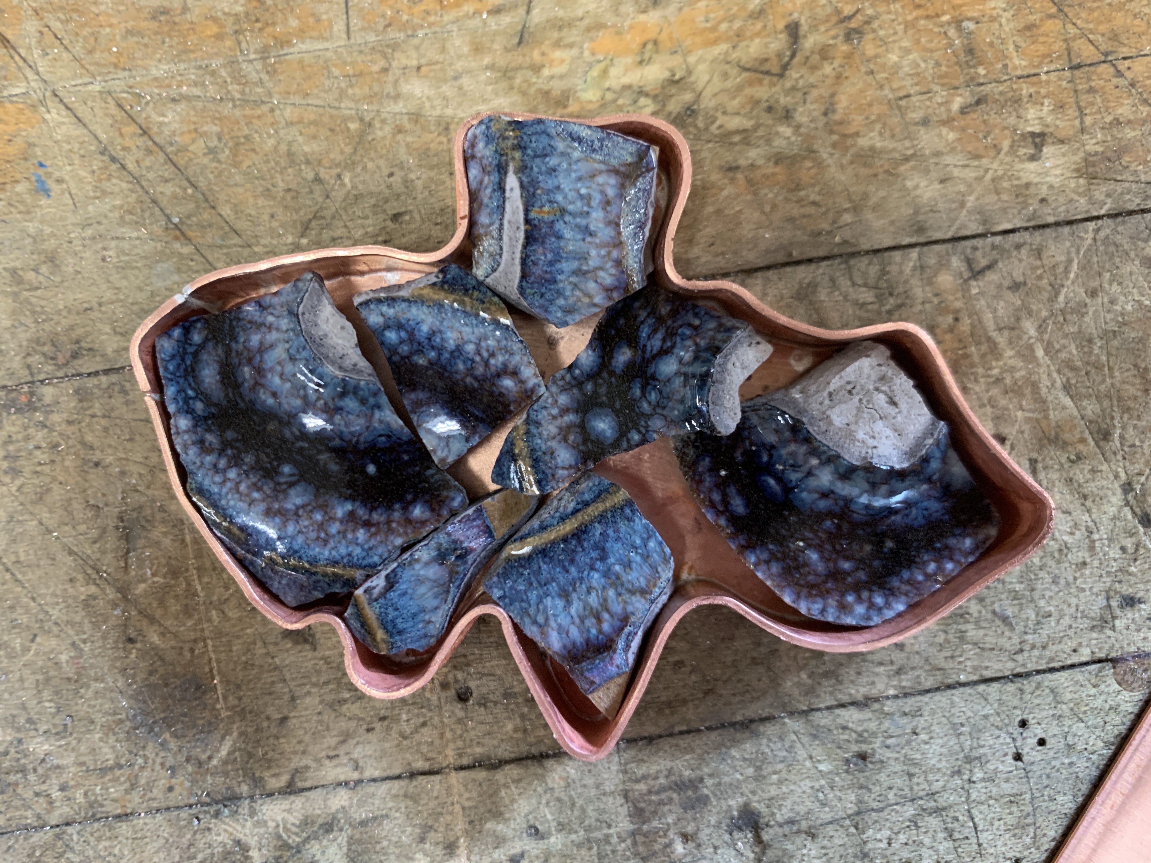 This is what the brooch looked like before I applied the patina and riveted the top piece on.