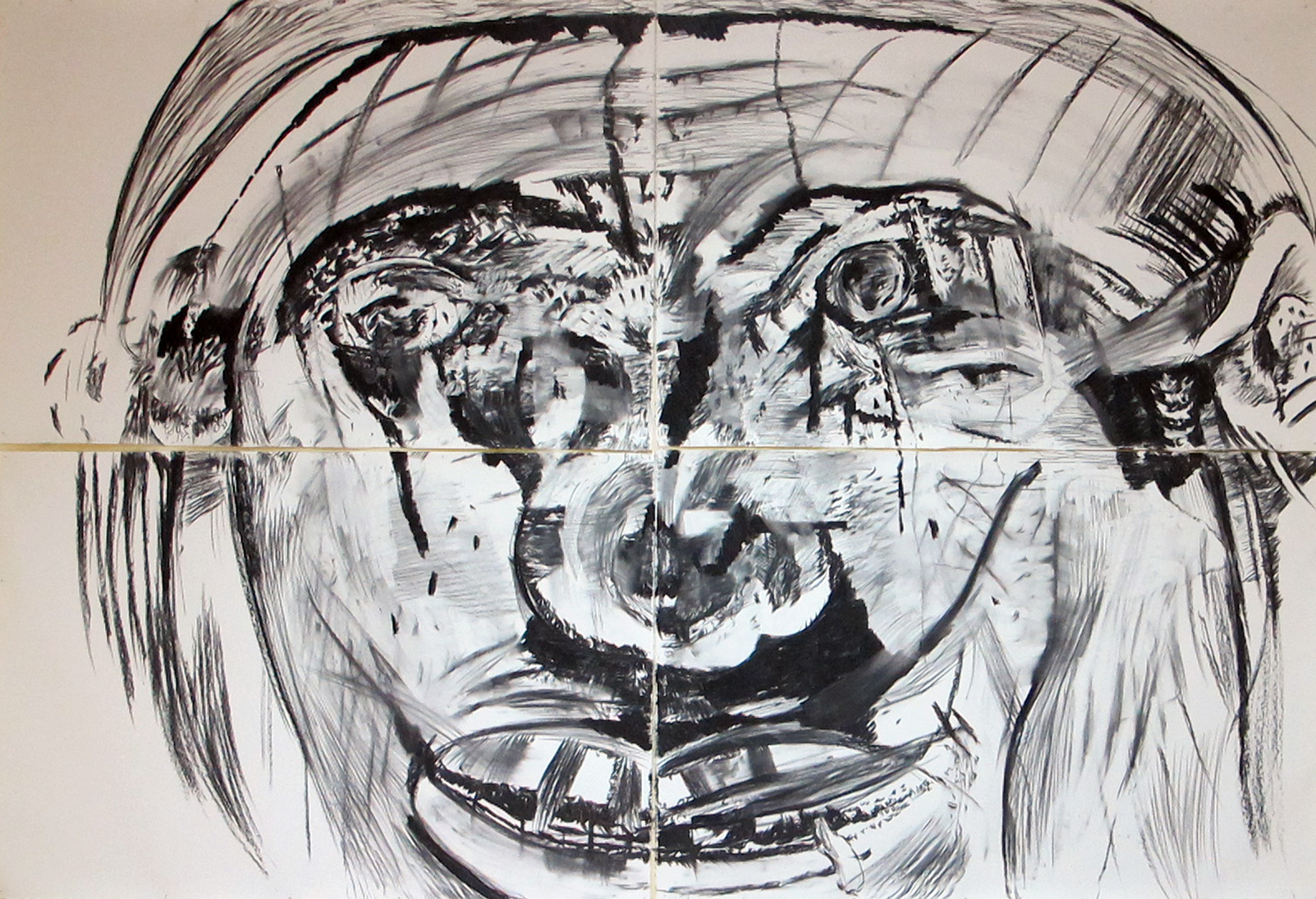 "Untitled", 2018. Charcoal on paper, 180 x 280 cm