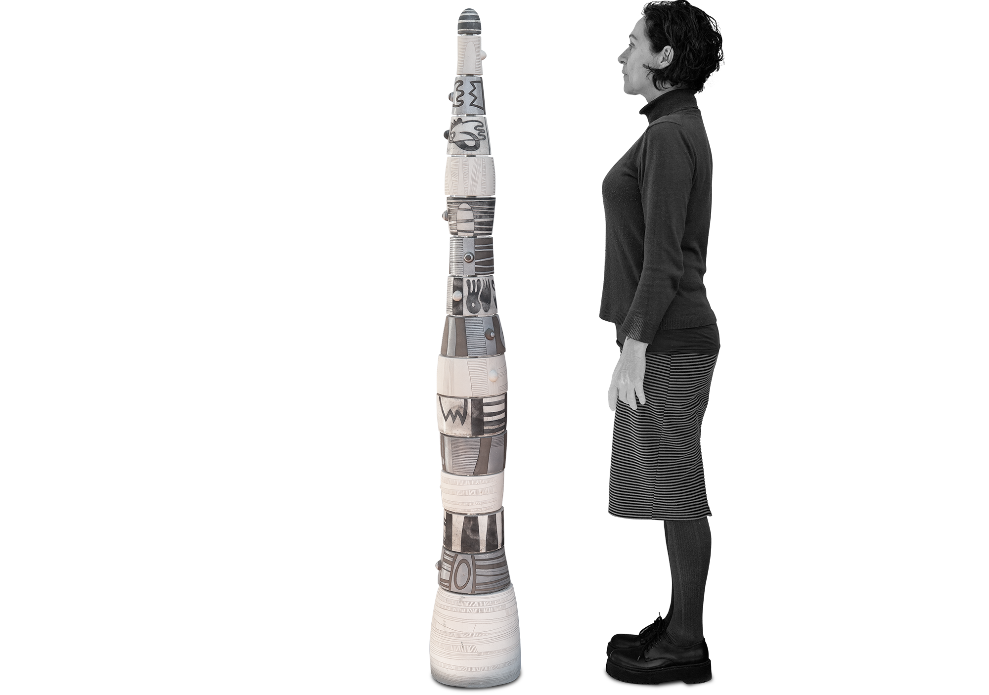 Penelope (Ceramica Raku, refrattario bianco/nero, 2006)