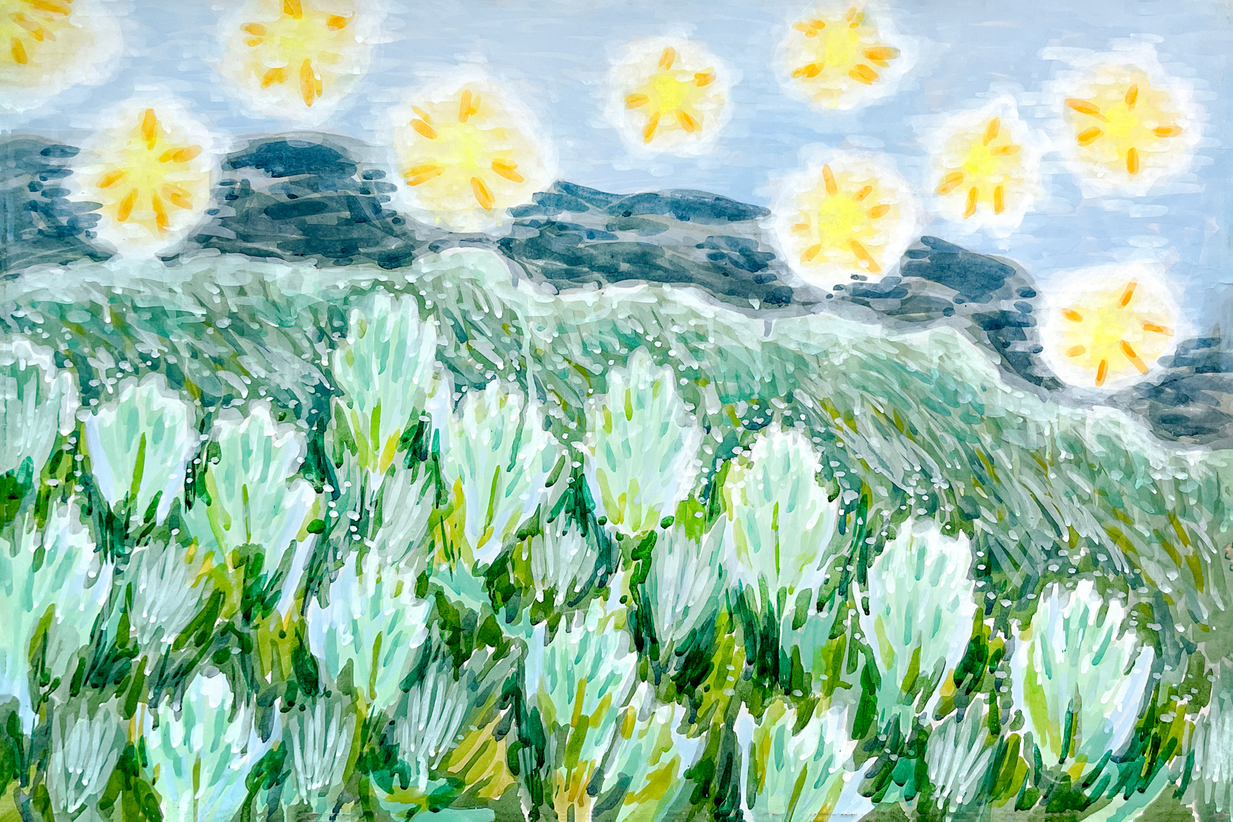 입하: 빛을 가득 머금고 웃을 때, 2025, 순지에 채색, 60 x 90 cm